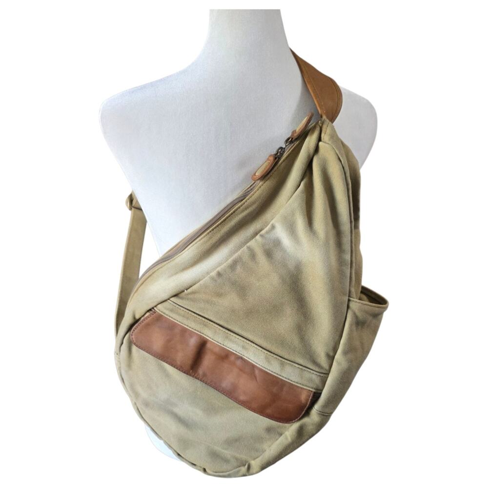 Vintage 90s LL Bean Ameribag Healthy Back Bag Canvas Leather Sling Crossbody